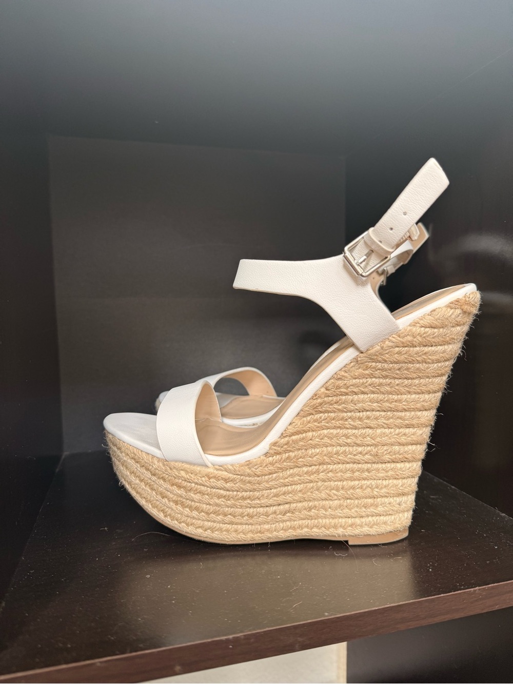 Charlotte Russe Cream Espadrille Platform Wedge Sandals